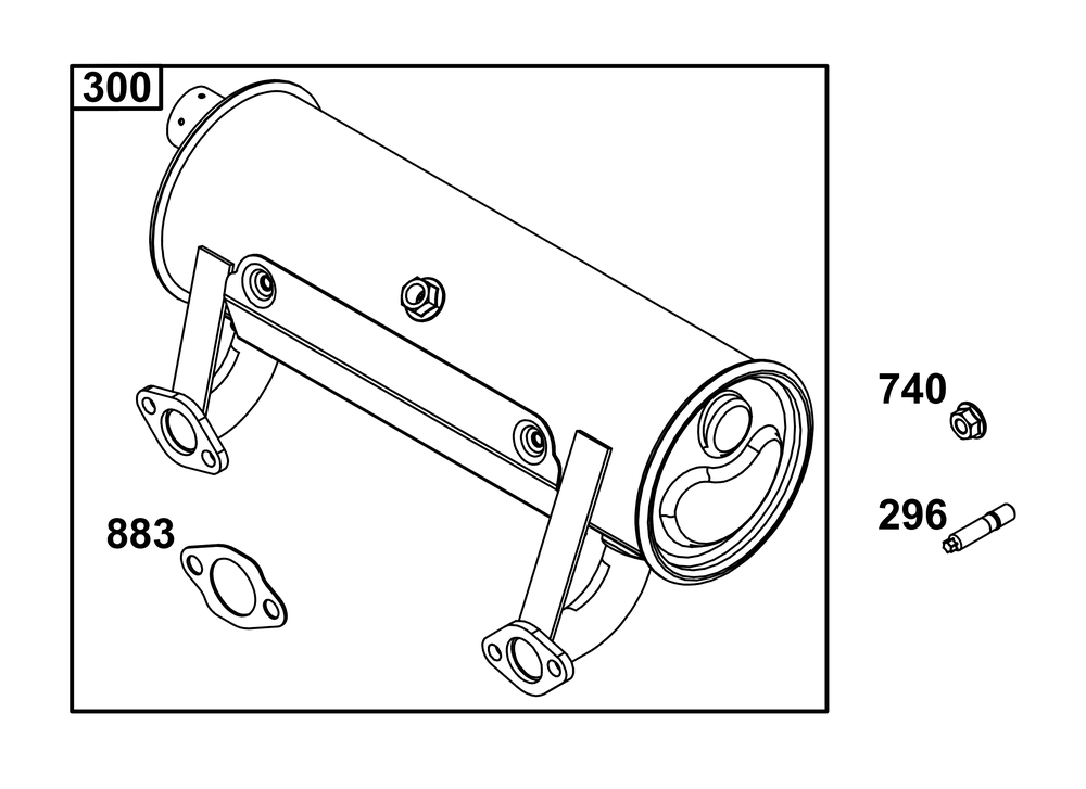 Exhaust Group Diagram and Parts List for 49E877-0020-G1 400000 - 699999 Briggs and Stratton Engine